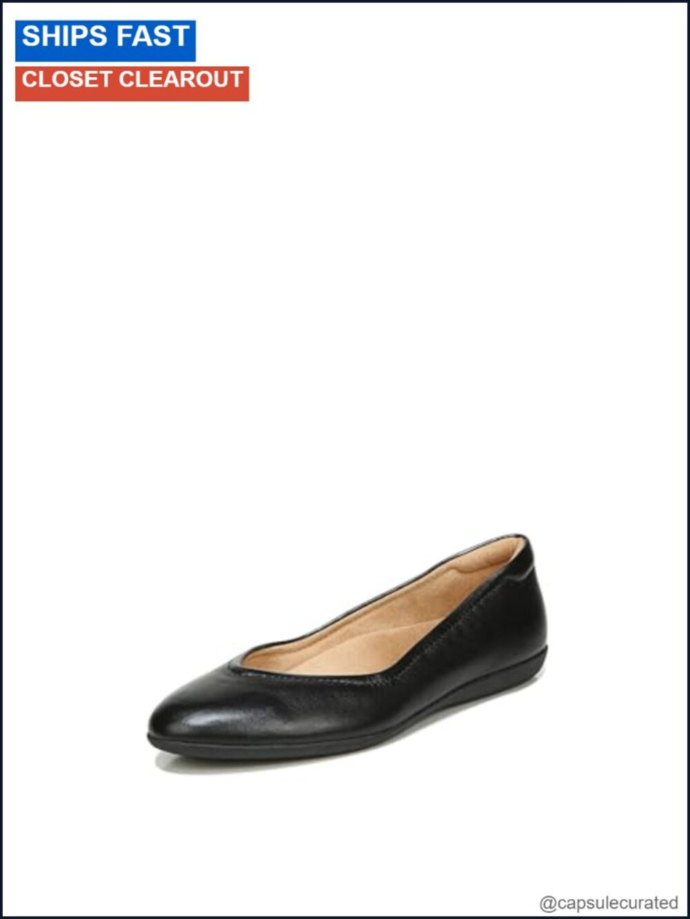 Leather Almond Toe Ballet Flat Non-Slip Comfort Work Shoe